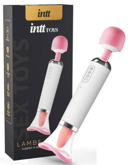 Lambe lambe sugador e estimulador multifuncional rosa.