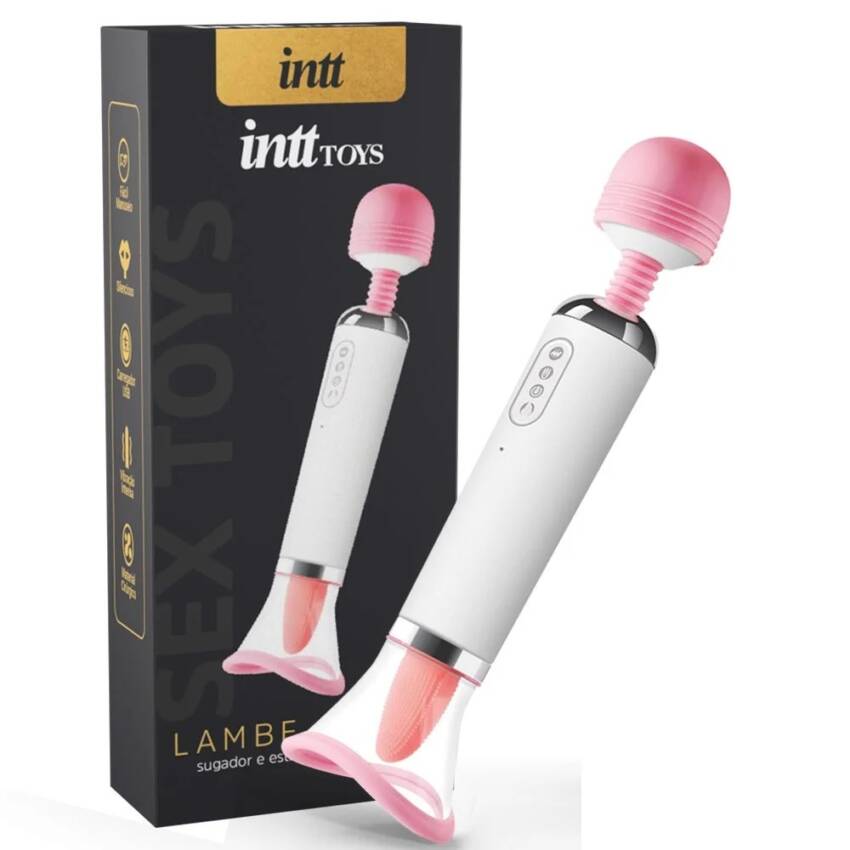 Lambe lambe sugador e estimulador multifuncional rosa.