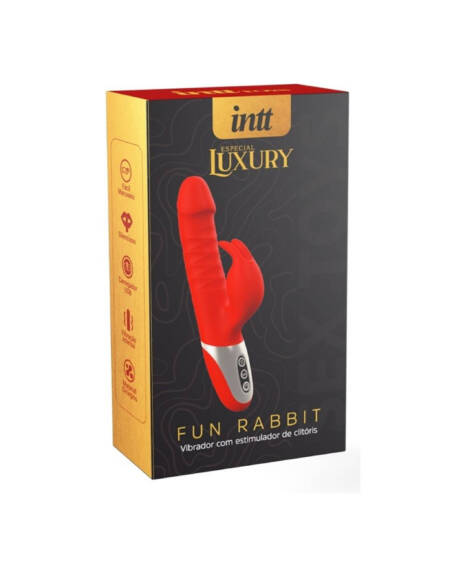 Fun Rabbit Intt Luxury vibrador com função e vai e vem e estímulo clitoriano vermelho.