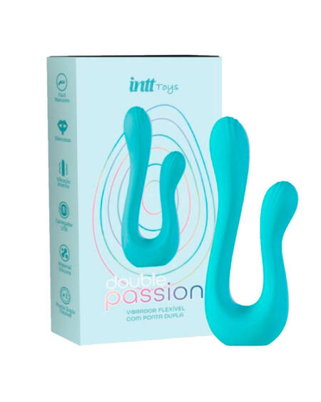 Double Passion Intt Wellness Azul vibrador multifuncional com 10 modos de vibração.