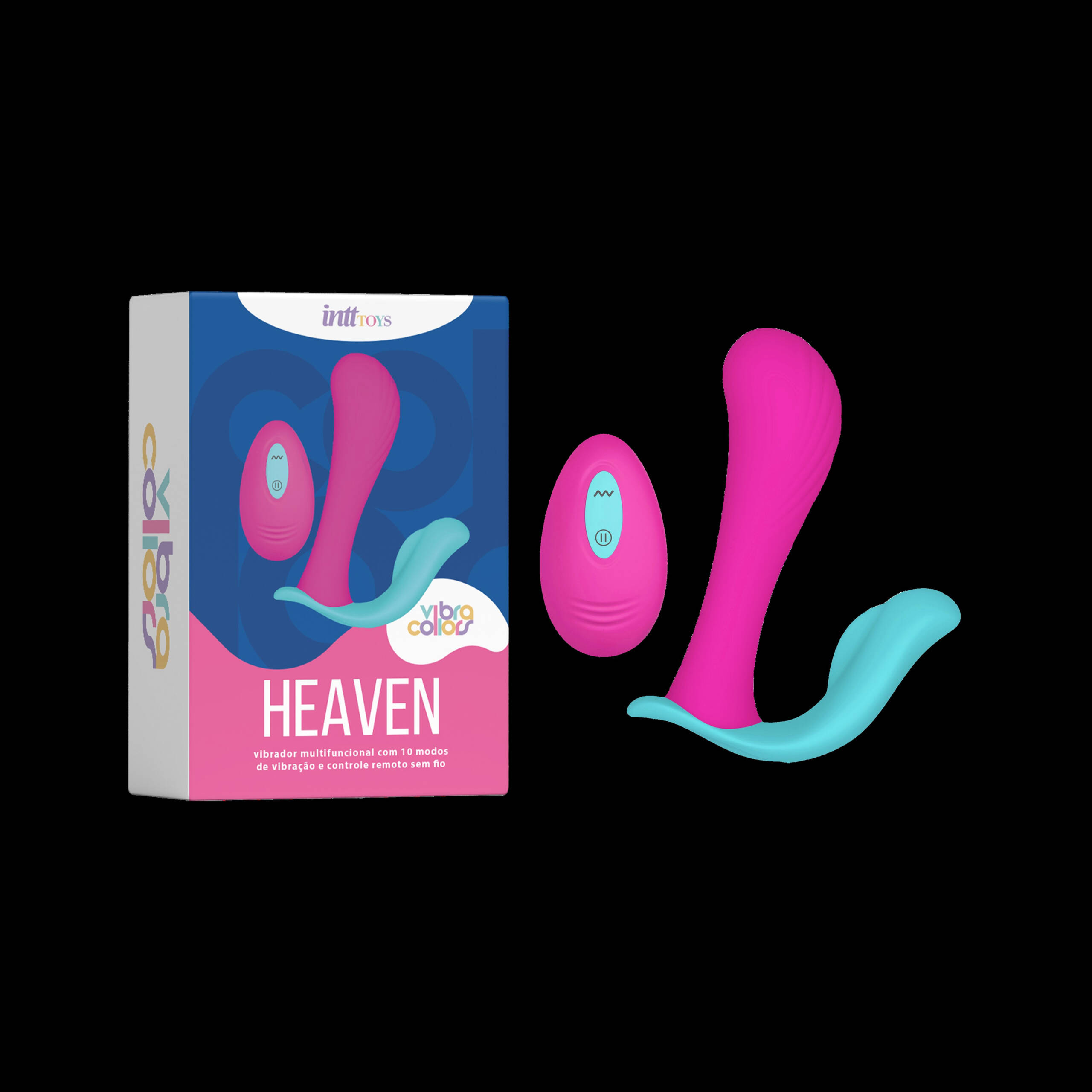 Heaven collors vibrador clitoriano e vaginal com controle remoto sem fio rosa e azul.