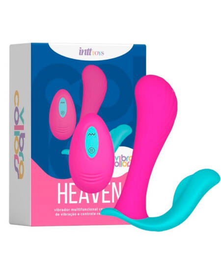 Heaven collors vibrador clitoriano e vaginal com controle remoto sem fio rosa e azul.