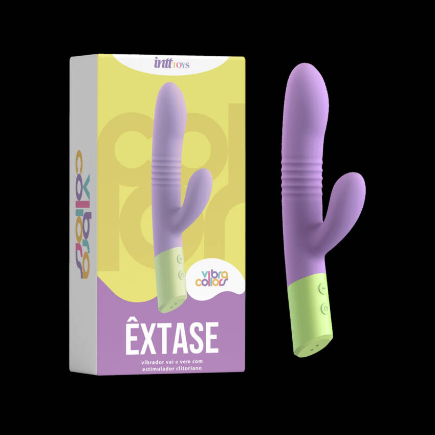 Êxtase Collors vibrador com função de vai e vem e estimulo clitoriano.