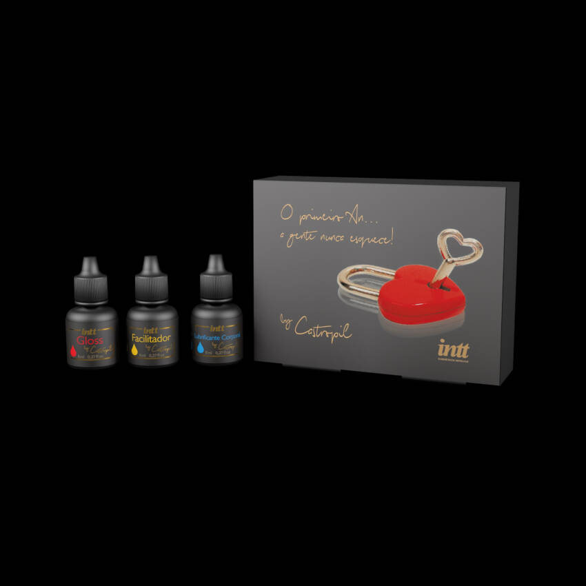 Kit primeiro anal gel beiável, gel facilitador e gel deslizante 8g cada.
