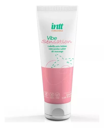Lubrificante íntimo vibração Vibe sensation intt wellness efeito de vibração e aroma de morango 50g