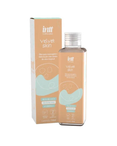 Velvet skin óleo de massagem e hidratação com aroma de coco intt wellness 130ml.