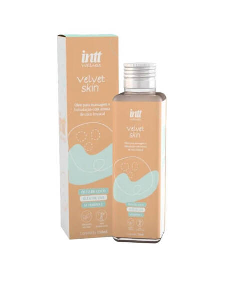Velvet skin óleo de massagem e hidratação com aroma de coco intt wellness 130ml.
