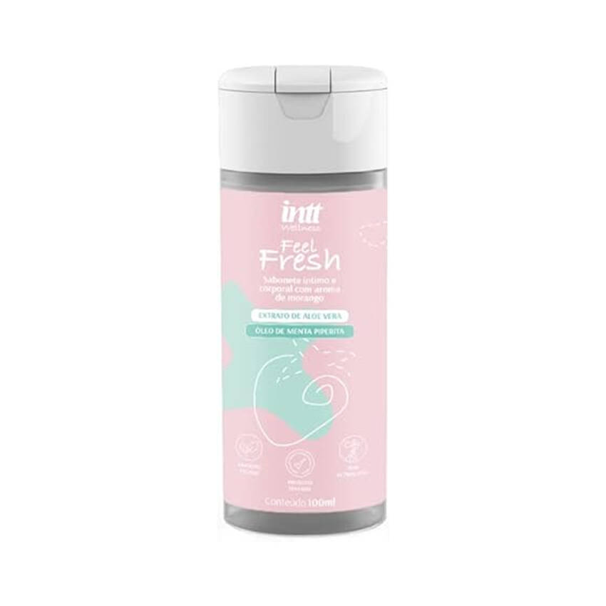 Feel fresh sabonete íntimo e corporal com aroma de morango Intt wellness 100ml.