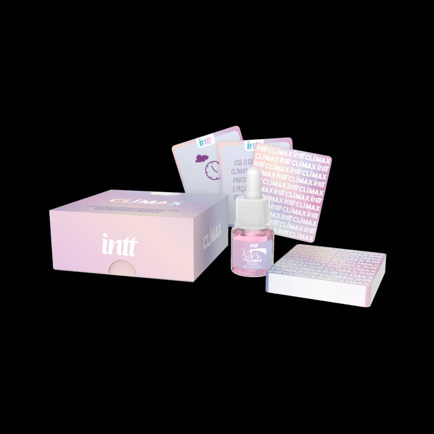 Clímax by INTT jogo com 69 cartas e gel de efeito quente para jogar em casal ou grupo de amigos.