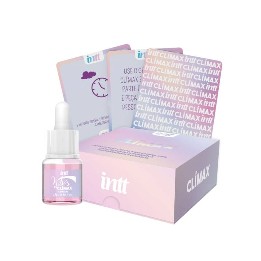 Clímax by INTT jogo com 69 cartas e gel de efeito quente para jogar em casal ou grupo de amigos.