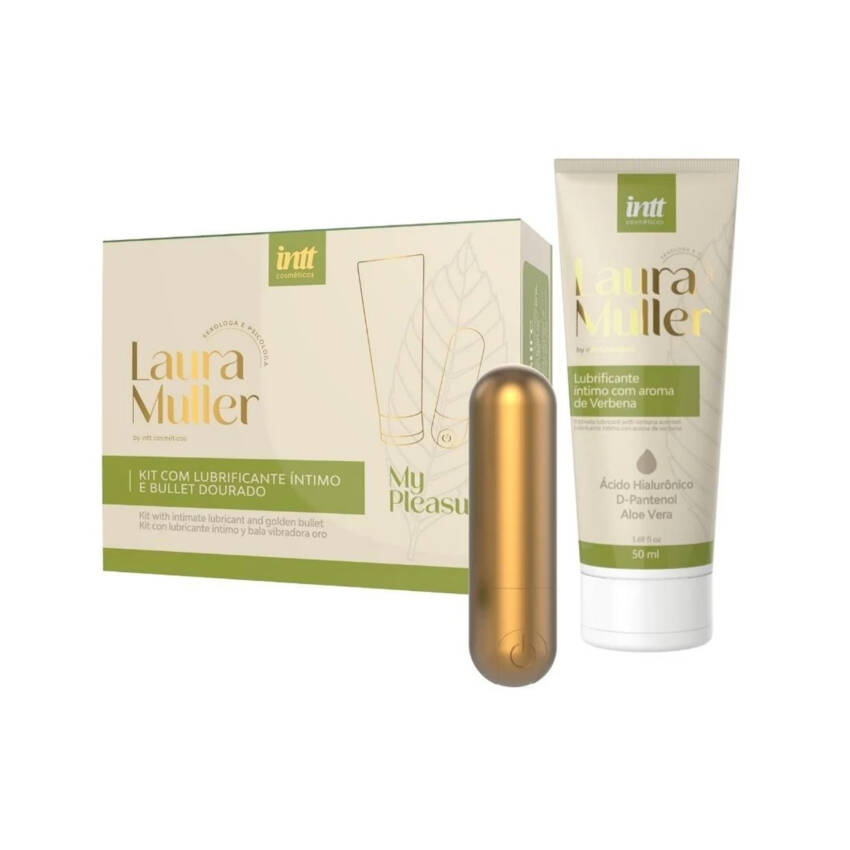 Kit My Pleasure By Laura Muller bullet dourado 9 intensidades e lubrificante íntimo 50g.