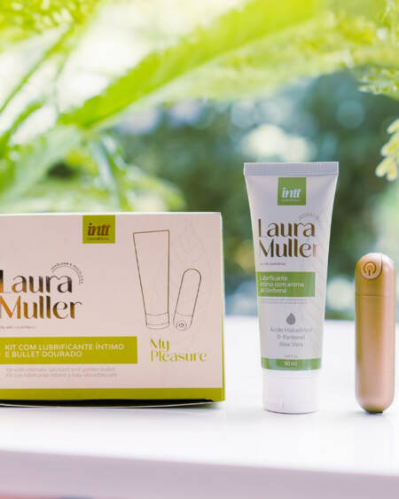 Kit My Pleasure By Laura Muller bullet dourado 9 intensidades e lubrificante íntimo 50g.