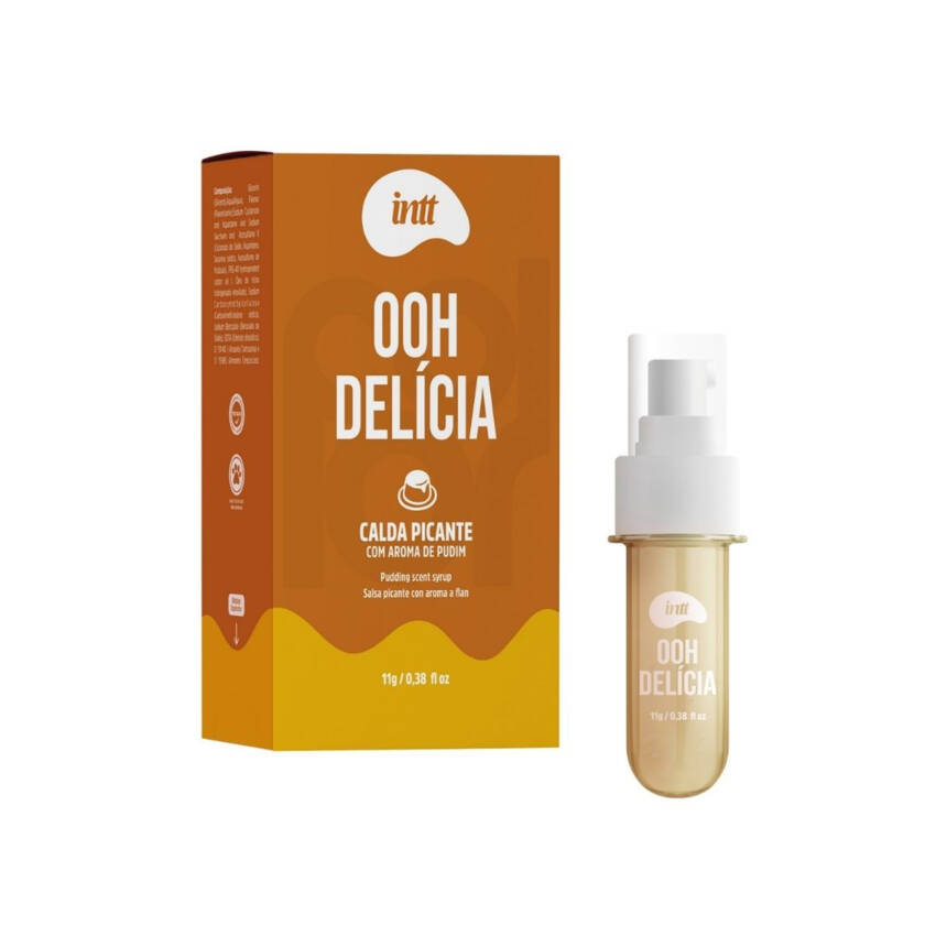 OOH Delícia calda beijável com efeito picante de sabor de Pudim 11g.