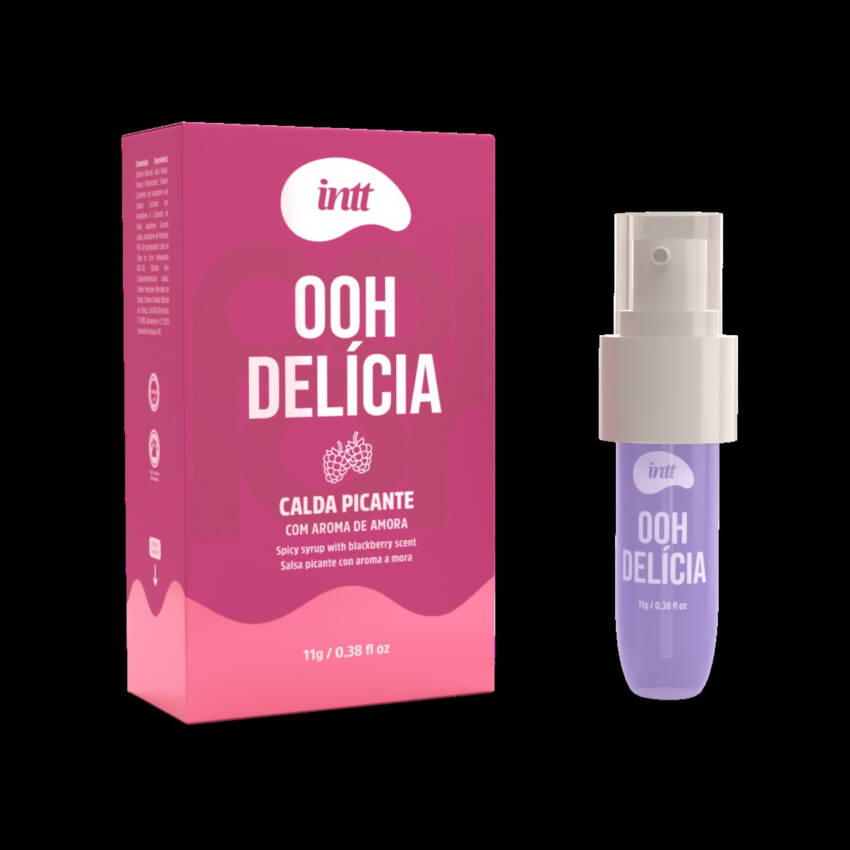 OOH Delícia calda beijável com efeito picante de sabor de Amora 11g.