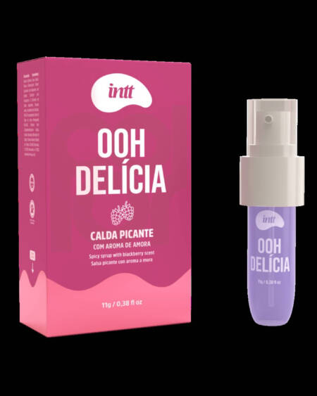 OOH Delícia calda beijável com efeito picante de sabor de Amora 11g.