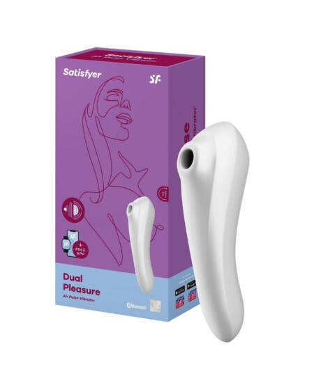 Satisfyer dual pleasure vibrador com ondas de pressão e APP branco.
