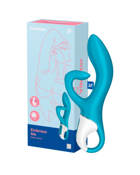 Satisfyer Embrace Me vibrador vaginal e clitoriano azul.