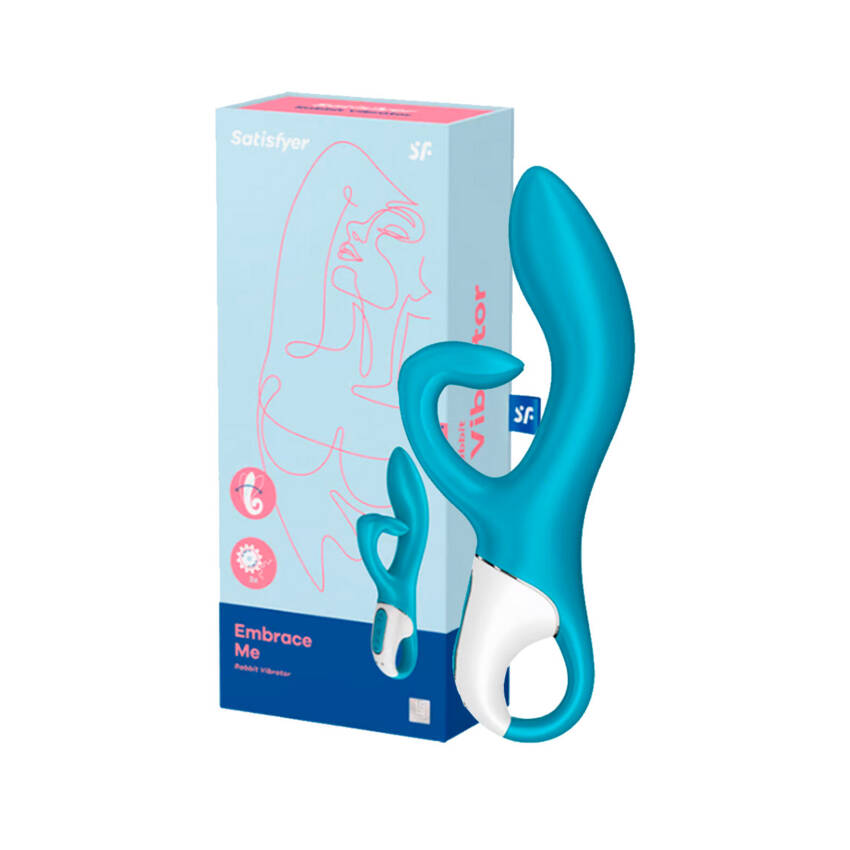 Satisfyer Embrace Me vibrador vaginal e clitoriano azul.