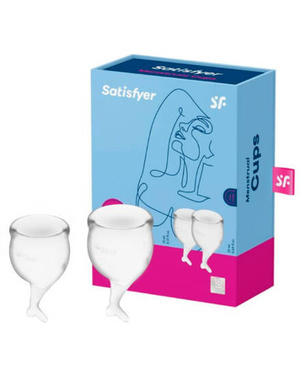 Feel Secure coletor menstrual com 2 copinhos transparente.
