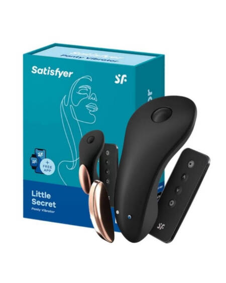 Satisfyer Little Secret vibrador para calcinha com controle remoto e APP preto.